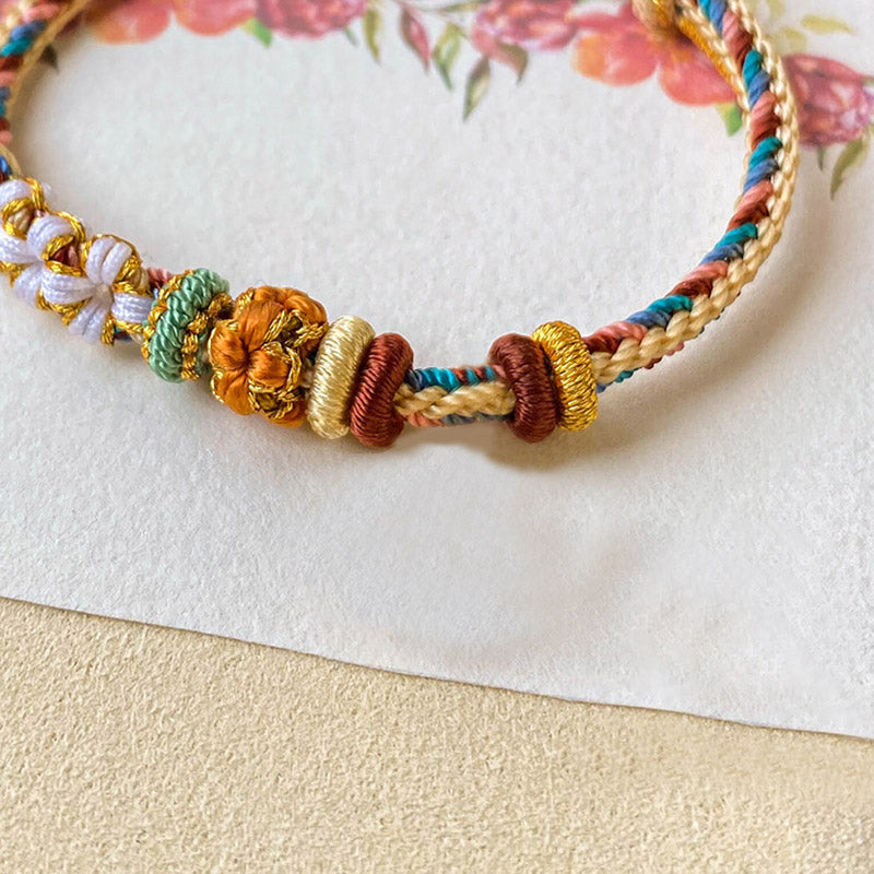 Handgemachtes Dunhuang Pfirsichblütenmuster Rotes Schnurarmband