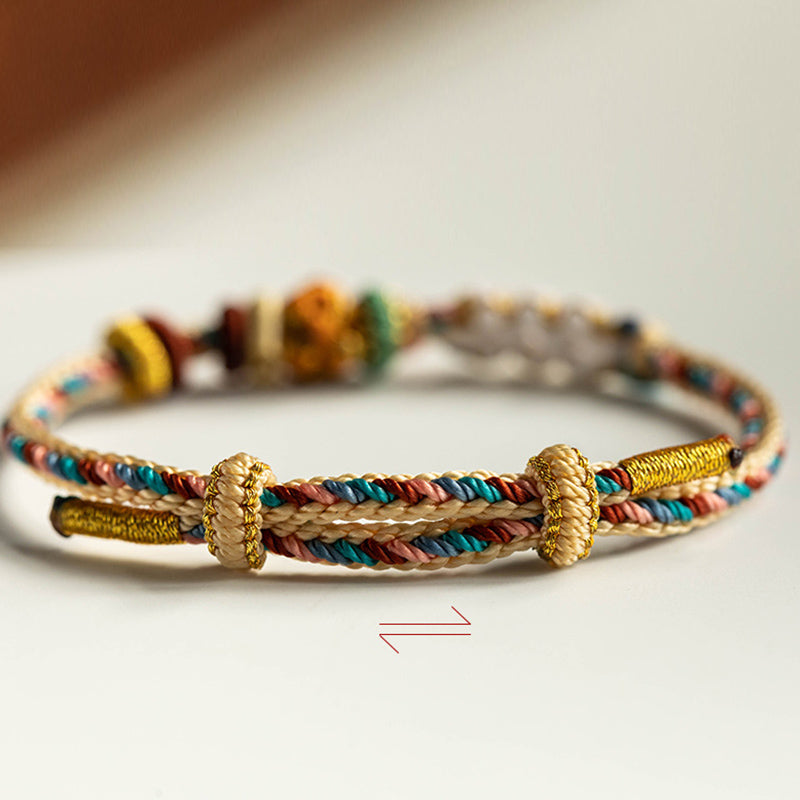 Handgemachtes Dunhuang Pfirsichblütenmuster Rotes Schnurarmband