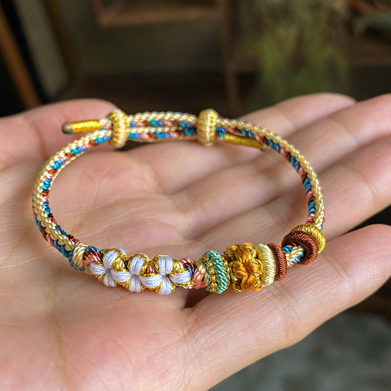 Handgemachtes Dunhuang Pfirsichblütenmuster Rotes Schnurarmband