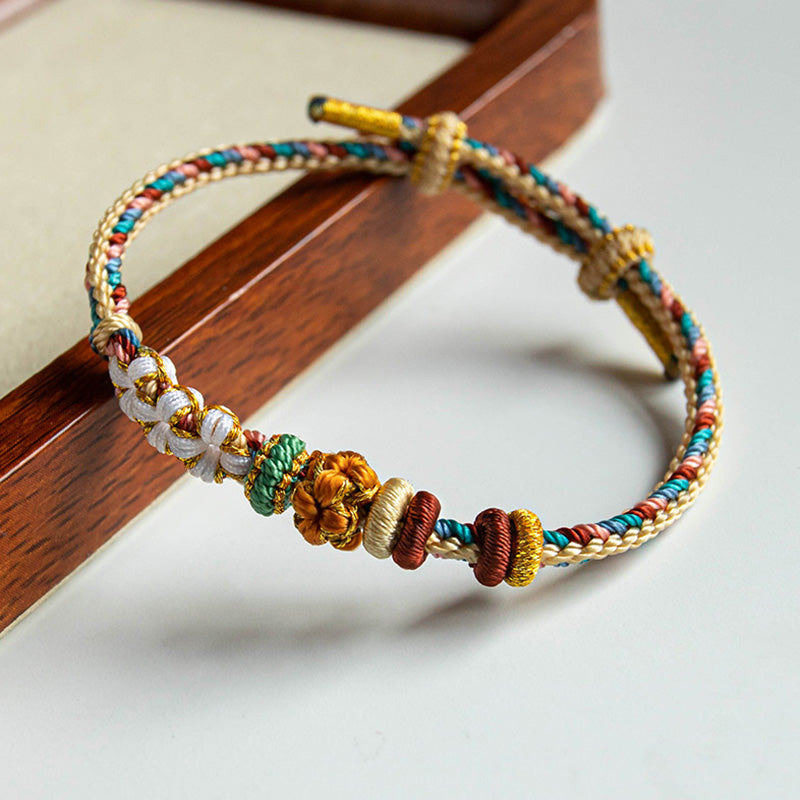 Handgemachtes Dunhuang Pfirsichblütenmuster Rotes Schnurarmband