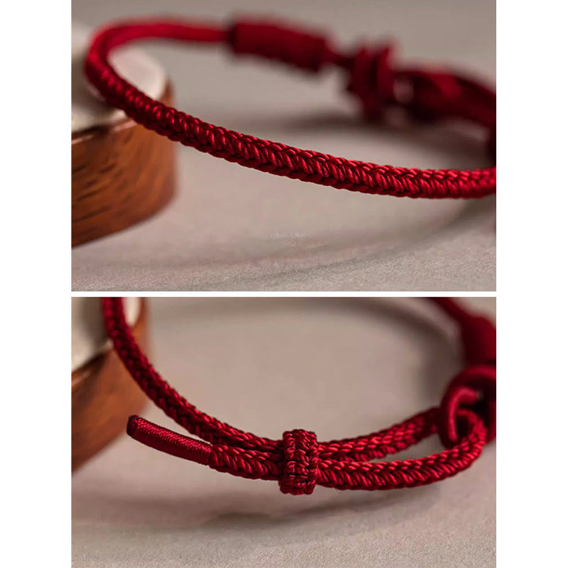 Handgefertigtes rotes Armband mit acht Fäden für Glück und Schutz