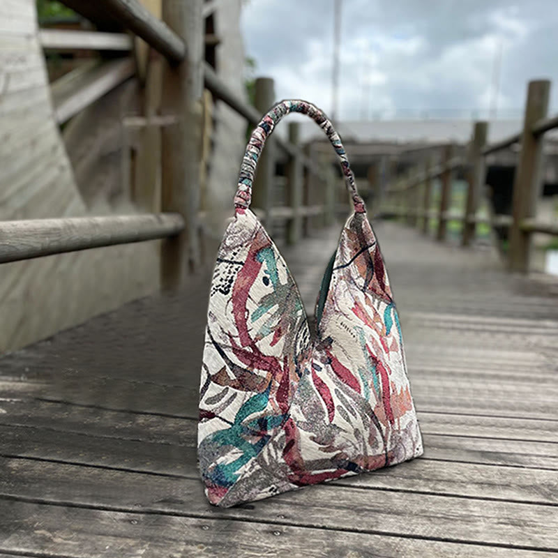 Handgefertigtes besticktes Canvas-Tragetaschen-Set mit spirituellem Muster