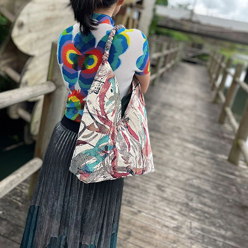 Handgefertigtes besticktes Canvas-Tragetaschen-Set mit spirituellem Muster