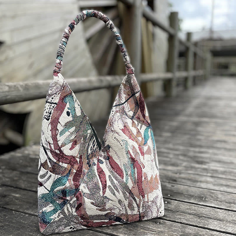 Handgefertigtes besticktes Canvas-Tragetaschen-Set mit spirituellem Muster