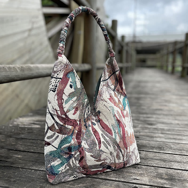 Handgefertigtes besticktes Canvas-Tragetaschen-Set mit spirituellem Muster