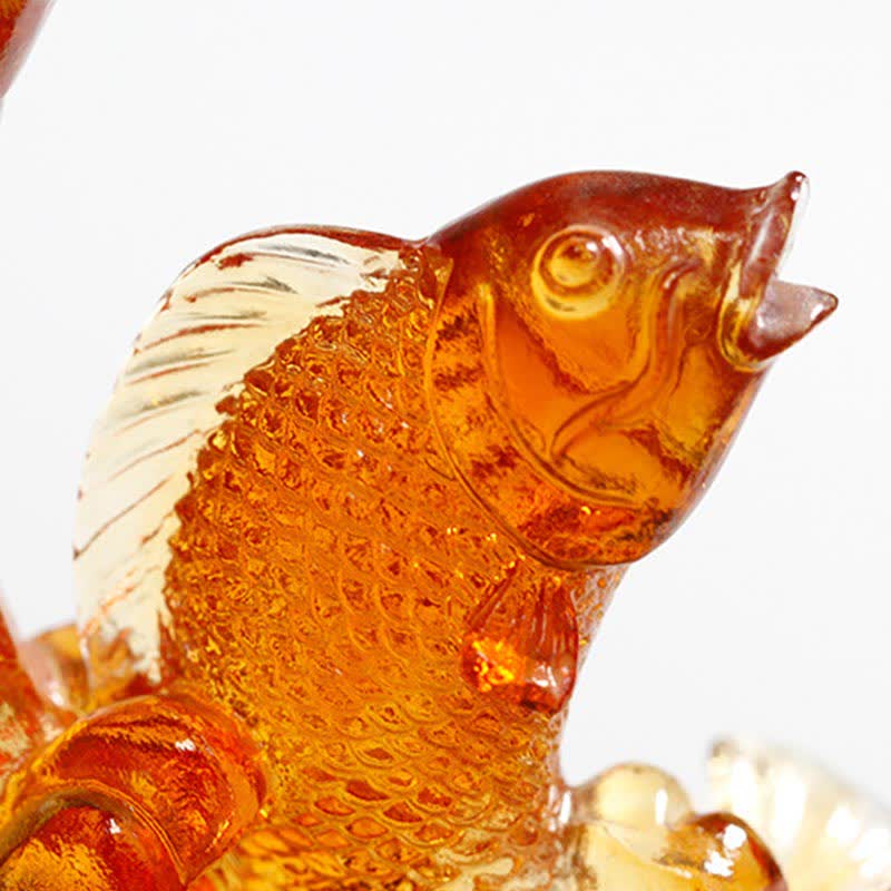 Handgemachte Feng Shui Liuli Drachen Koi Fisch Kristall Kunst