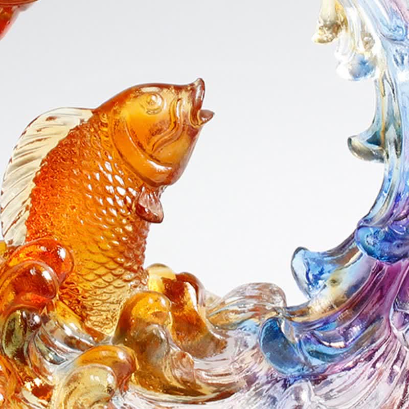 Handgemachte Feng Shui Liuli Drachen Koi Fisch Kristall Kunst