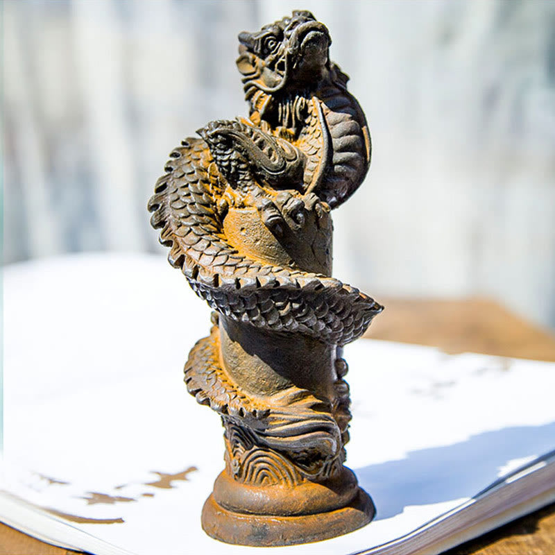 Handgefertigte fliegende Drachenstatue aus Eisenpulverharz, 20 cm