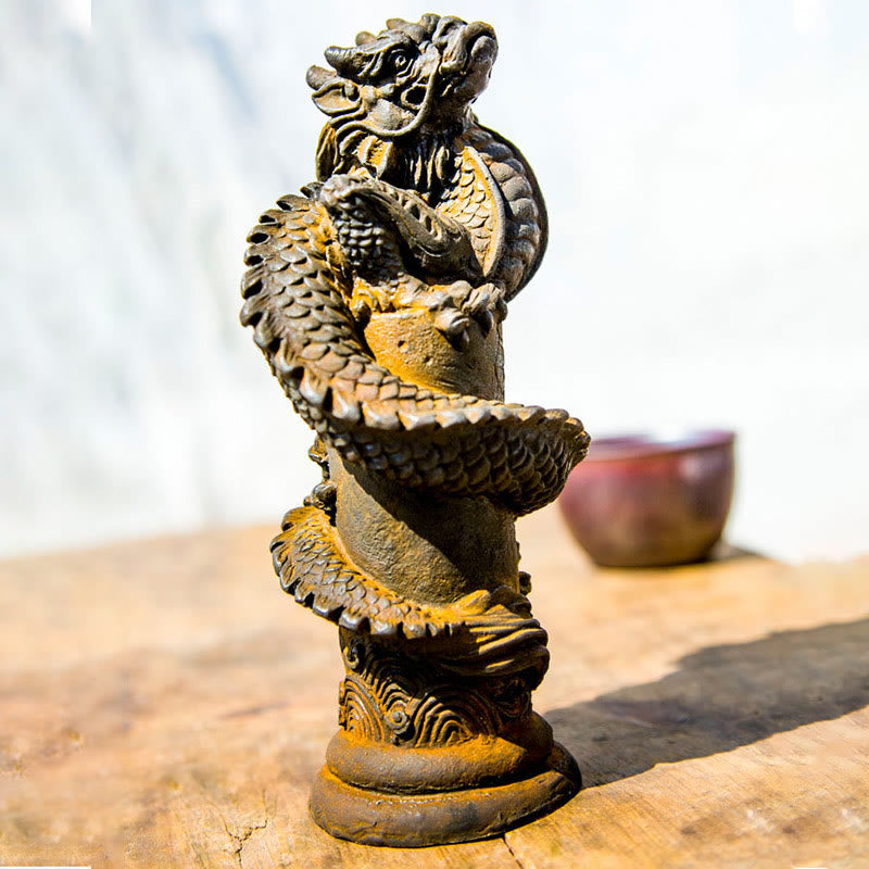 Handgefertigte fliegende Drachenstatue aus Eisenpulverharz, 20 cm