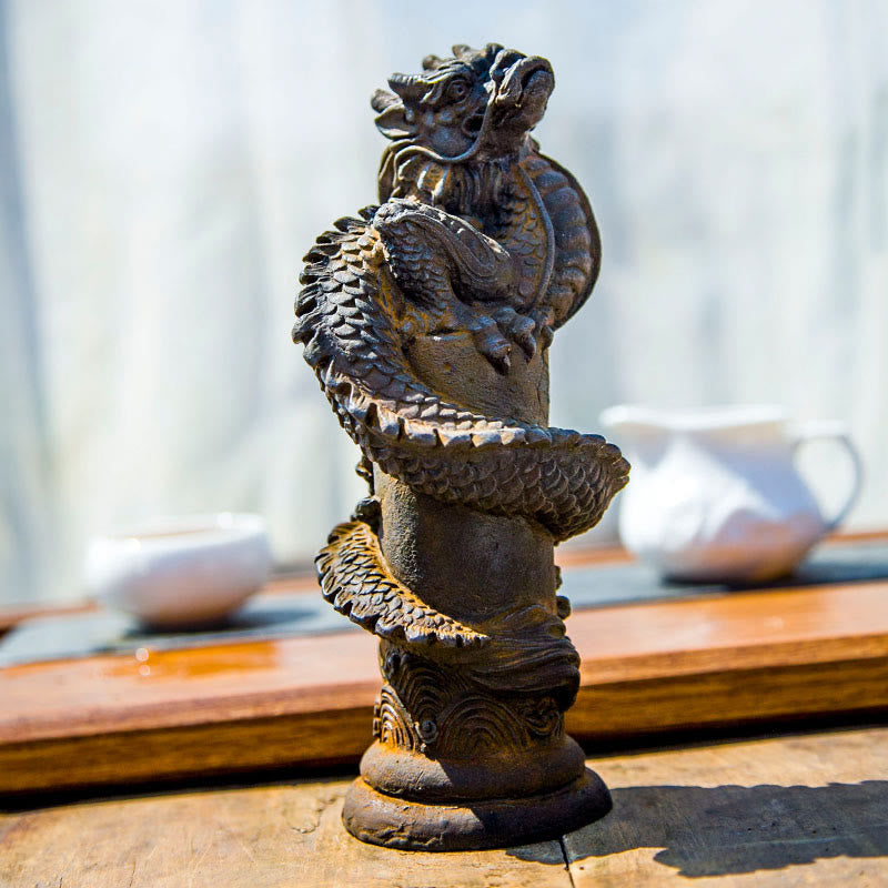Handgefertigte fliegende Drachenstatue aus Eisenpulverharz, 20 cm