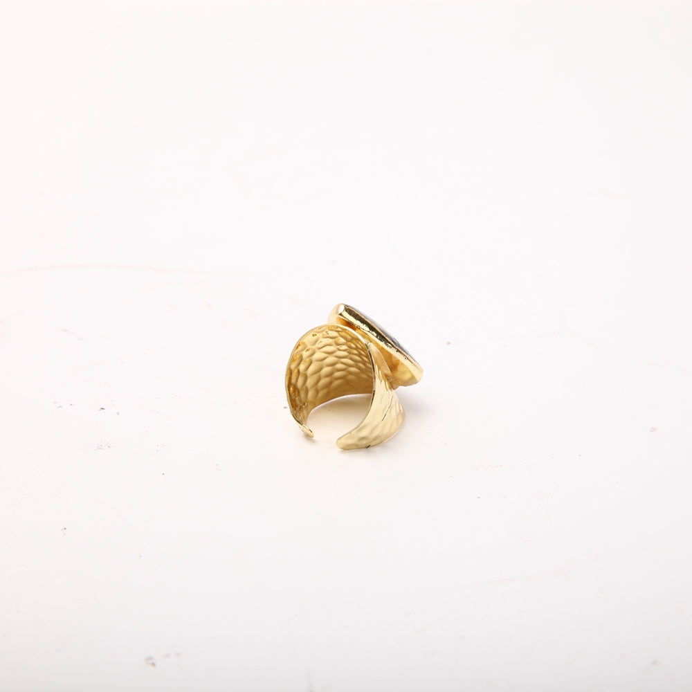 Handmade Labradorite Ring Adjustable Gold Band