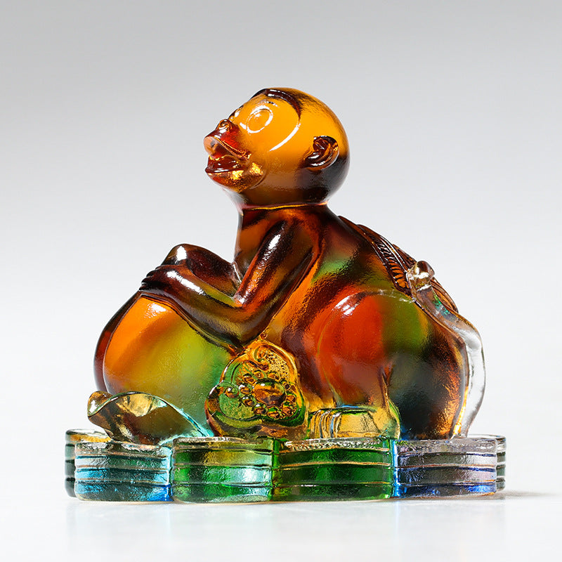 Handgefertigte chinesische Drachenfigur aus Liuli-Kristall für Schutz und Wohlstand