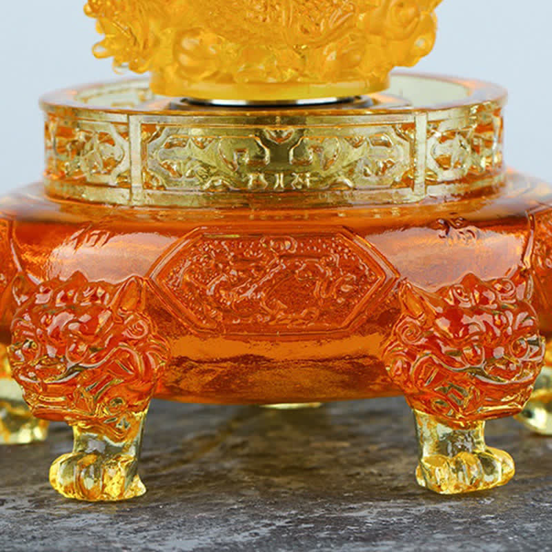 Handgefertigter Liuli-Kristall-Feng-Shui-Drachen-Dekor, 13,5 cm