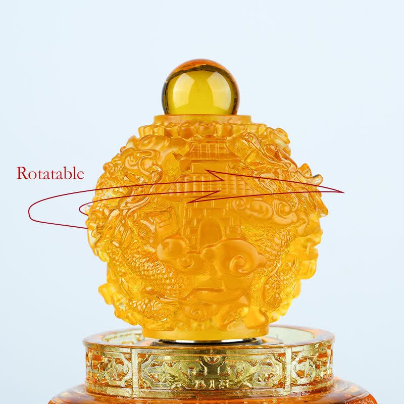 Handgefertigter Liuli-Kristall-Feng-Shui-Drachen-Dekor, 13,5 cm