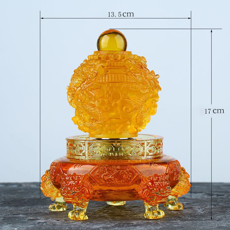 Handgefertigter Liuli-Kristall-Feng-Shui-Drachen-Dekor, 13,5 cm