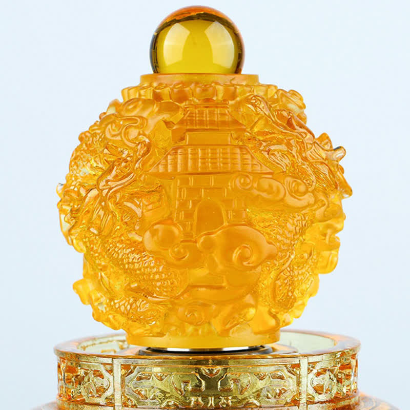 Handgefertigter Liuli-Kristall-Feng-Shui-Drachen-Dekor, 13,5 cm