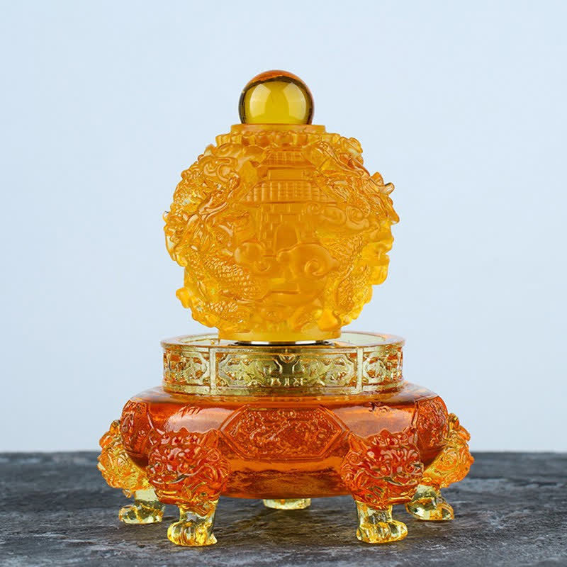 Handgefertigter Liuli-Kristall-Feng-Shui-Drachen-Dekor, 13,5 cm