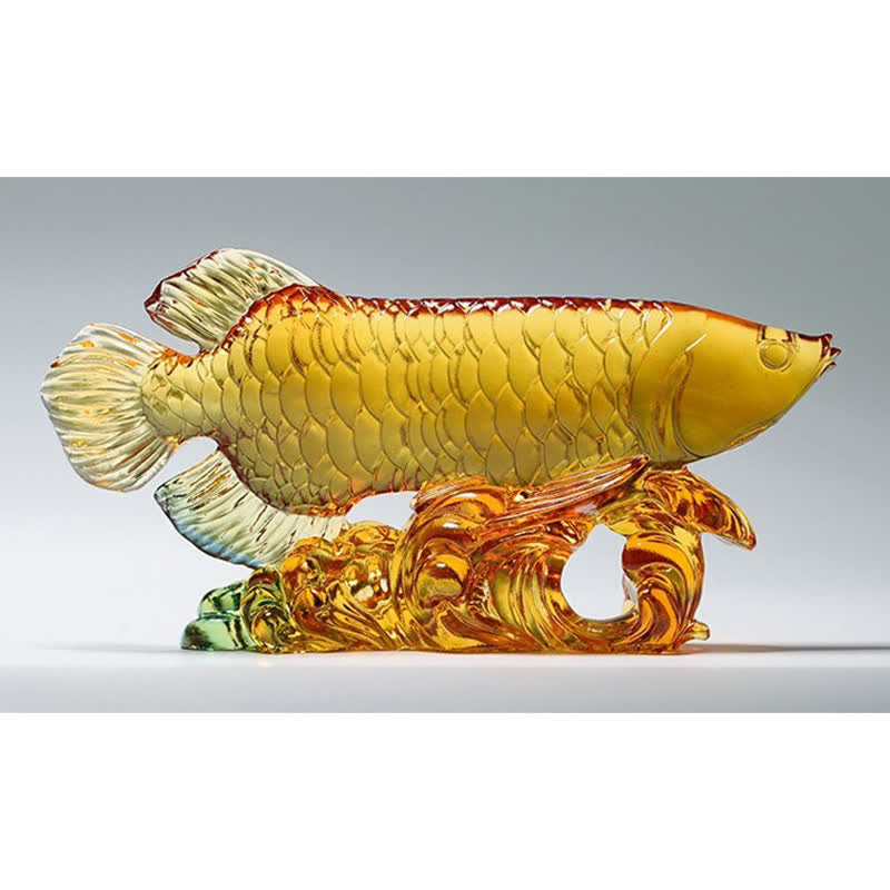 Handgefertigtes Liuli-Kristall-Koi-Fisch-Feng-Shui-Dekor