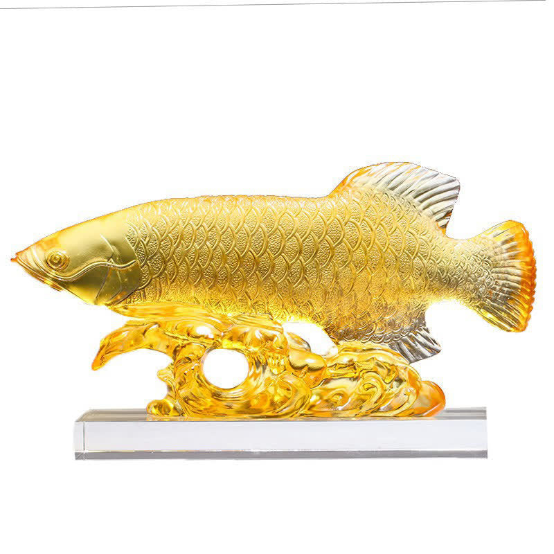 Handgefertigtes Liuli-Kristall-Koi-Fisch-Feng-Shui-Dekor