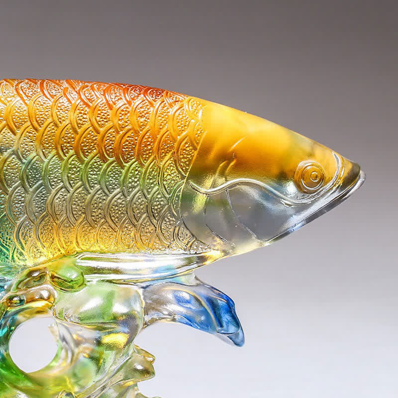 Handgefertigtes Liuli-Kristall-Koi-Fisch-Feng-Shui-Dekor