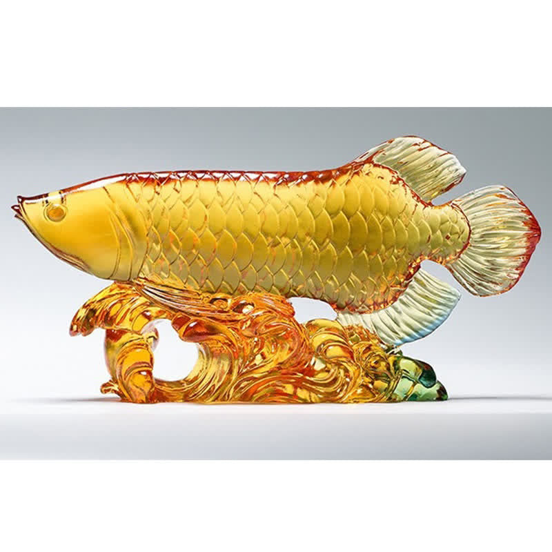 Handgefertigtes Liuli-Kristall-Koi-Fisch-Feng-Shui-Dekor