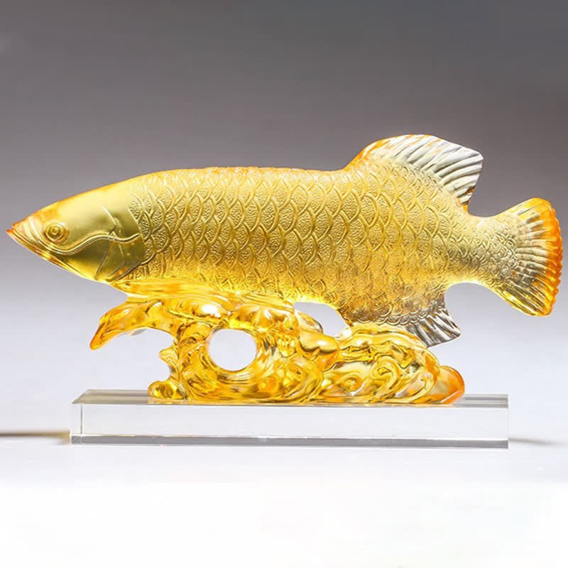 Handgefertigtes Liuli-Kristall-Koi-Fisch-Feng-Shui-Dekor