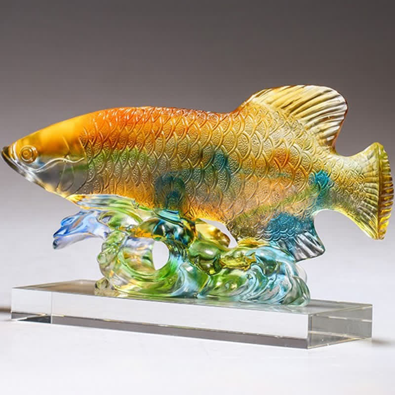 Handgefertigtes Liuli-Kristall-Koi-Fisch-Feng-Shui-Dekor