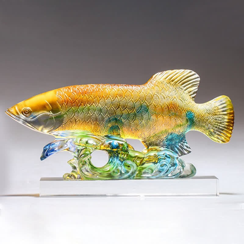Handgefertigtes Liuli-Kristall-Koi-Fisch-Feng-Shui-Dekor