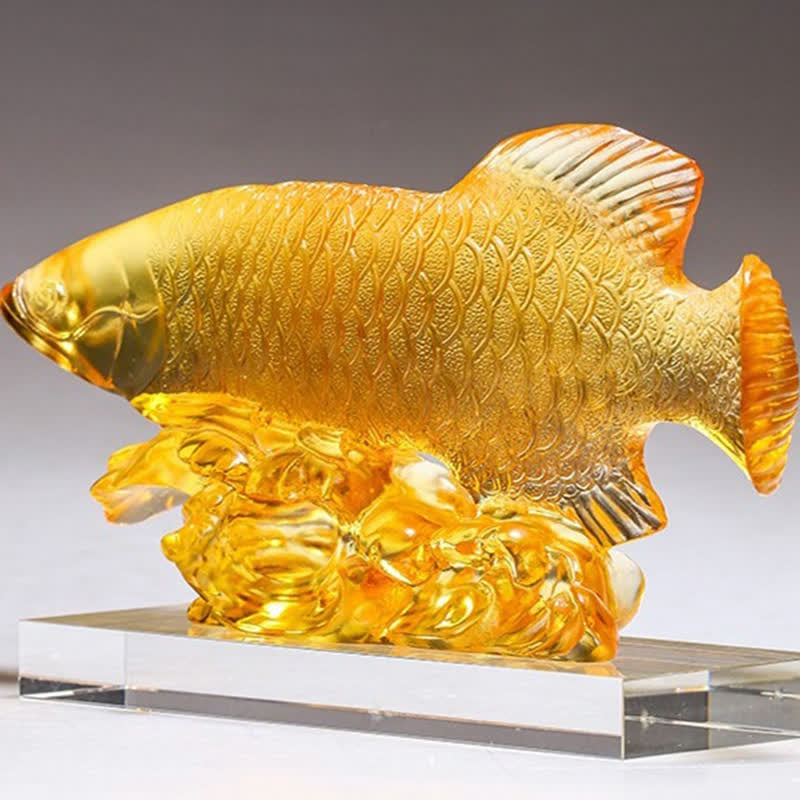 Handgefertigtes Liuli-Kristall-Koi-Fisch-Feng-Shui-Dekor