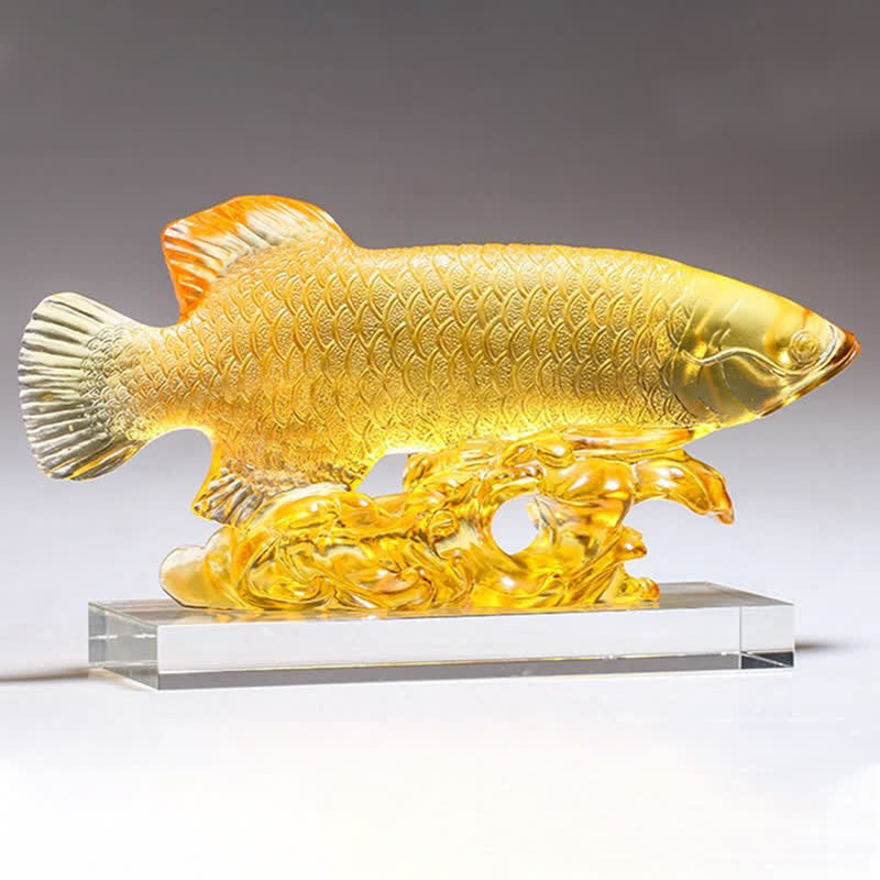 Handgefertigtes Liuli-Kristall-Koi-Fisch-Feng-Shui-Dekor