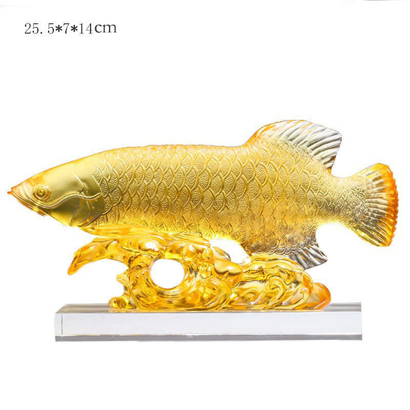 Handgefertigtes Liuli-Kristall-Koi-Fisch-Feng-Shui-Dekor