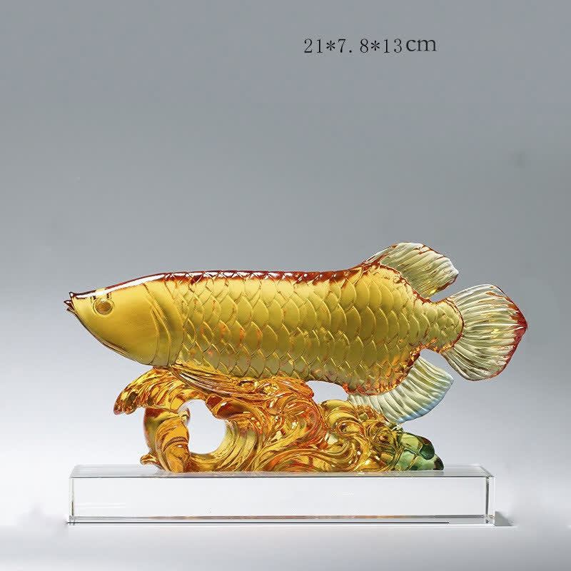 Handgefertigtes Liuli-Kristall-Koi-Fisch-Feng-Shui-Dekor