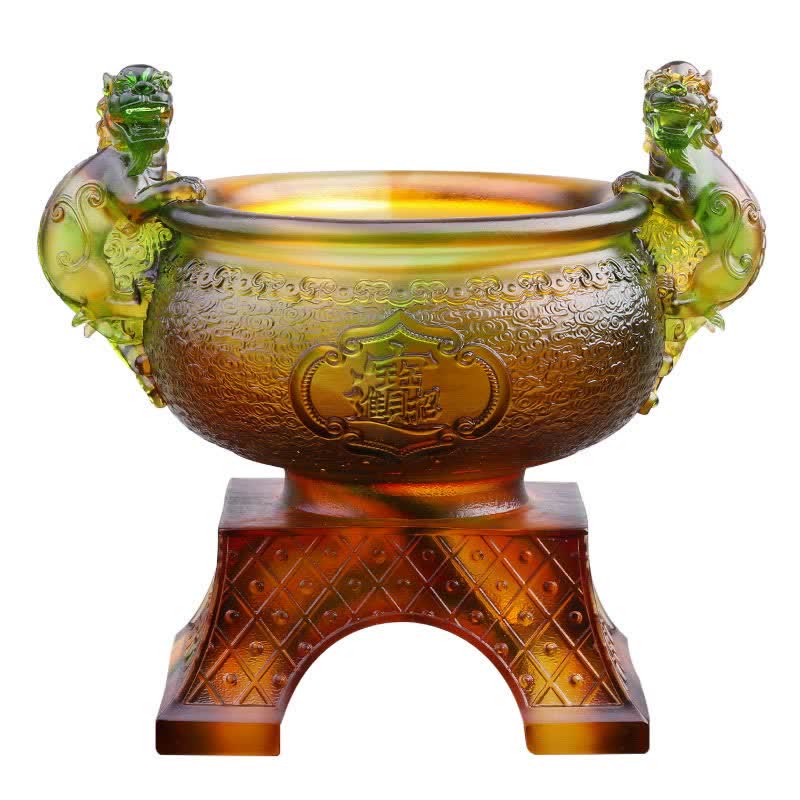 Handgefertigtes Liuli Crystal PiXiu Schatzschale-Kunstwerk