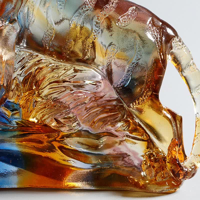 Handgefertigtes Liuli-Kristall-Tiger-Kunstwerk | Schutzdekor