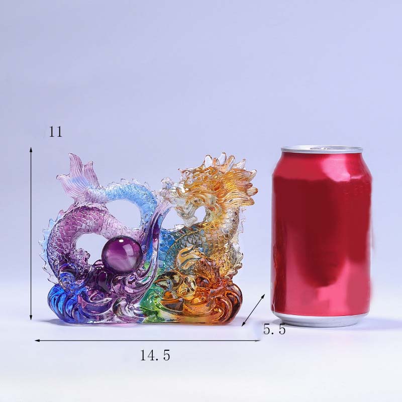 Handgefertigtes Liuli-Drachen-Kristall-Kunstwerk zum Schutz