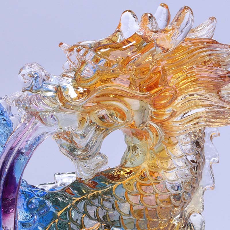 Handgefertigtes Liuli-Drachen-Kristall-Kunstwerk zum Schutz