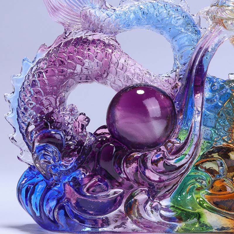 Handgefertigtes Liuli-Drachen-Kristall-Kunstwerk zum Schutz