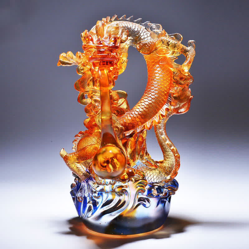 Handgefertigte Liuli Feng Shui Drachenkristallkunst für den Erfolg