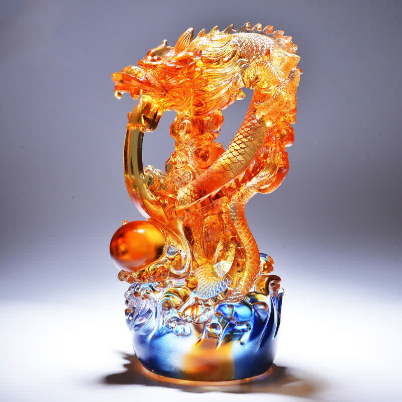 Handgefertigte Liuli Feng Shui Drachenkristallkunst für den Erfolg