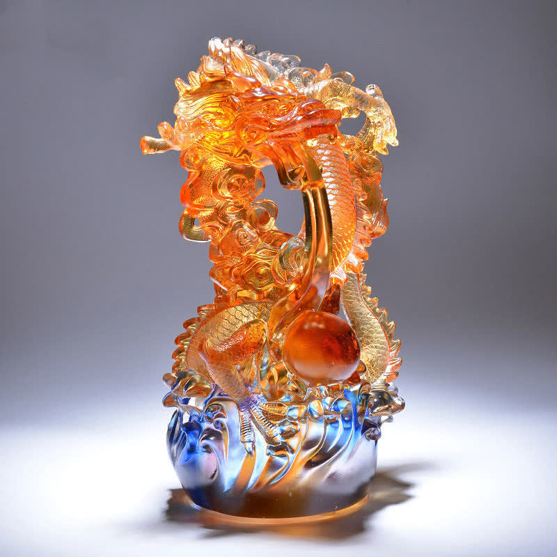 Handgefertigte Liuli Feng Shui Drachenkristallkunst für den Erfolg