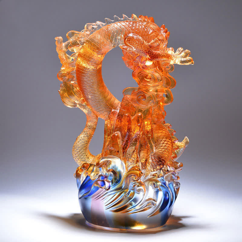 Handgefertigte Liuli Feng Shui Drachenkristallkunst für den Erfolg