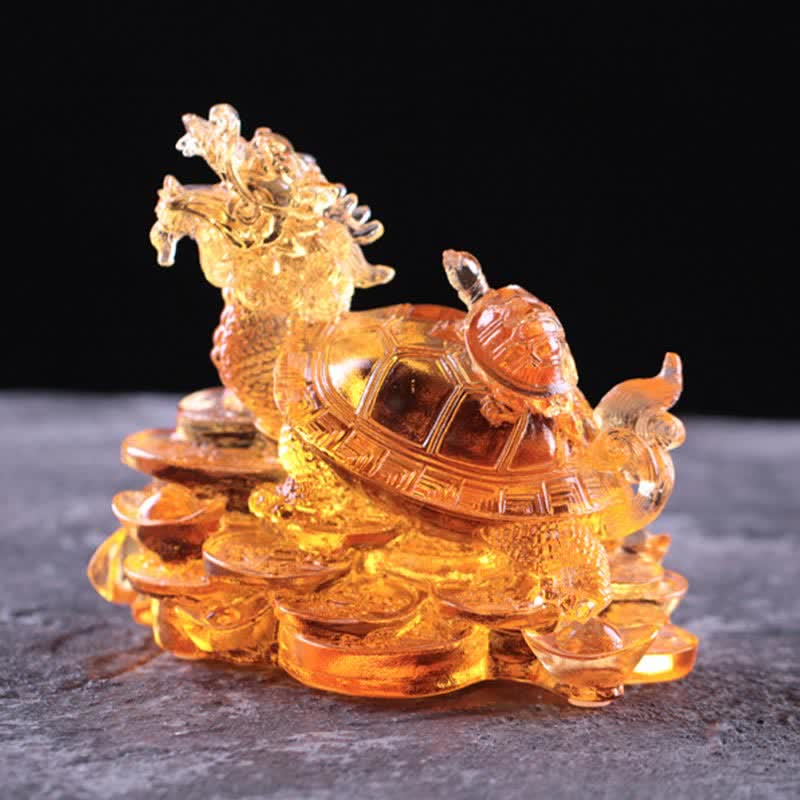 Handgefertigtes Liuli Feng Shui Drachenschildkröte Kunstwerk für Glück