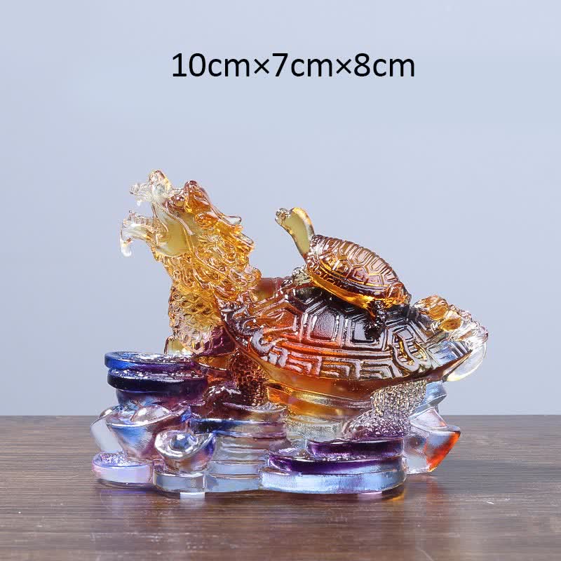 Handgefertigtes Liuli Feng Shui Drachenschildkröte Kunstwerk für Glück