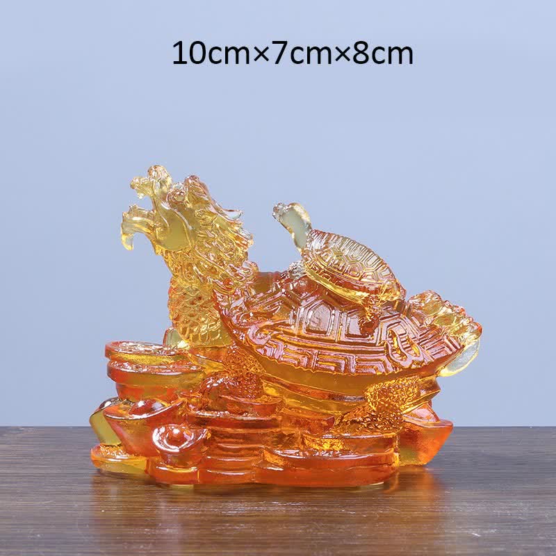 Handgefertigtes Liuli Feng Shui Drachenschildkröte Kunstwerk für Glück