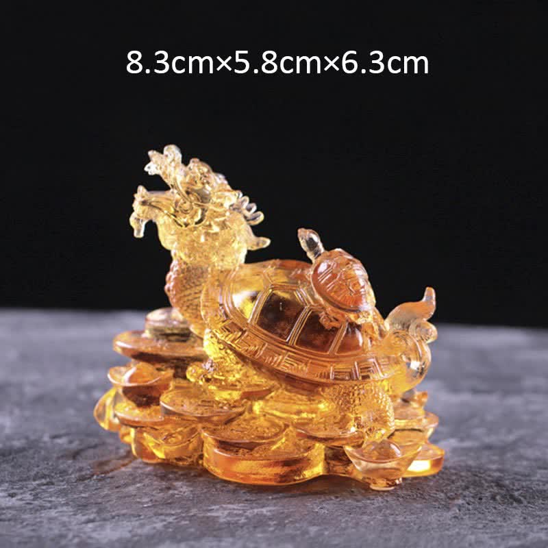Handgefertigtes Liuli Feng Shui Drachenschildkröte Kunstwerk für Glück