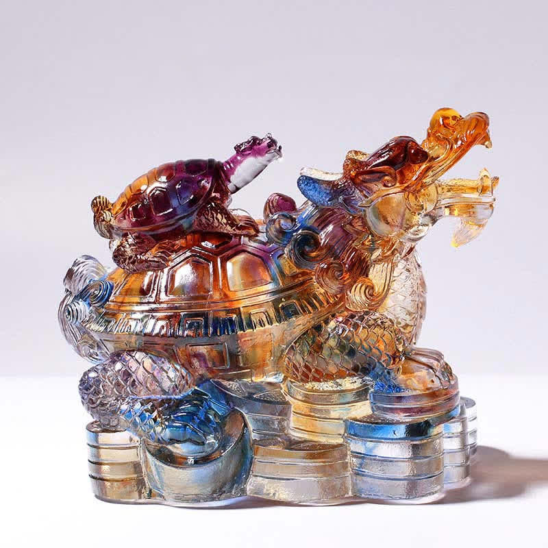 Handgefertigte Liuli Feng Shui Drachenschildkröten-Kristallkunst