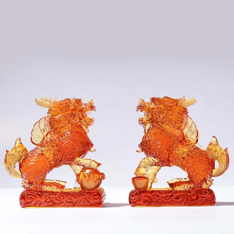 Handgefertigtes Liuli Feng Shui Kirin Kristallkunststück