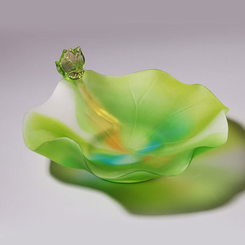 Handgefertigtes Liuli Feng Shui Lotus Kristall Kunstwerk