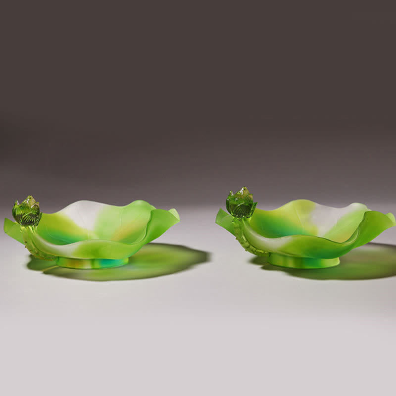 Handgefertigtes Liuli Feng Shui Lotus Kristall Kunstwerk