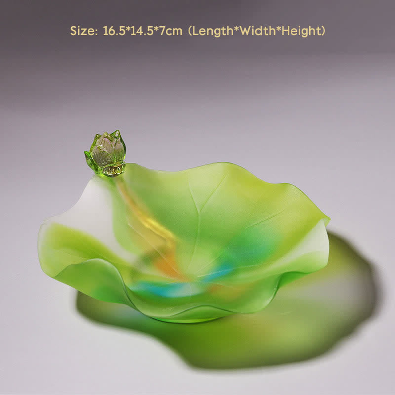 Handgefertigtes Liuli Feng Shui Lotus Kristall Kunstwerk